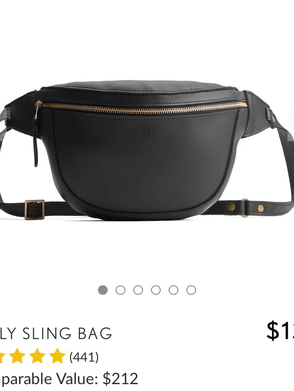 Portland Leather Black Sally Sling Bag with Gold Zipper - Picture 4 of 5